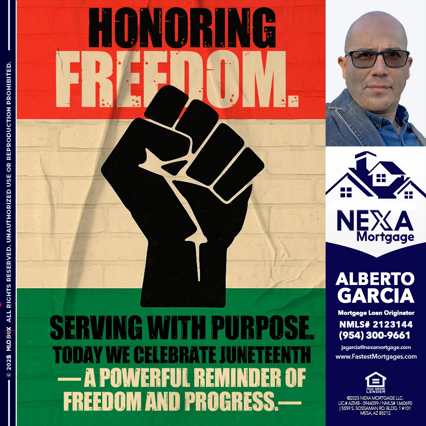 HONORING FREEDOM - Alberto Garcia -Mortgage Loan Originator