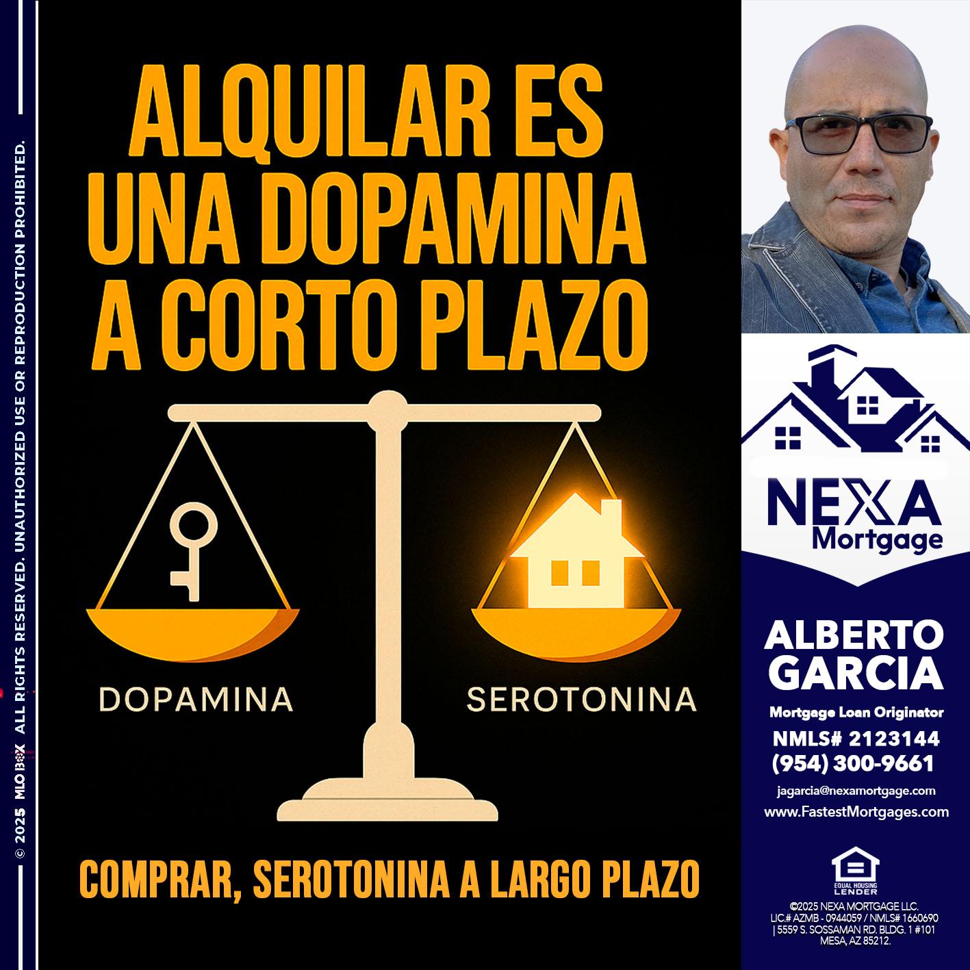 ALQUILAR ES UNA DOPAMINA - Alberto Garcia -Mortgage Loan Originator