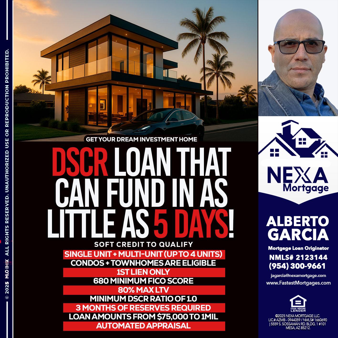 DSCR LOAN - Alberto Garcia -Mortgage Loan Originator