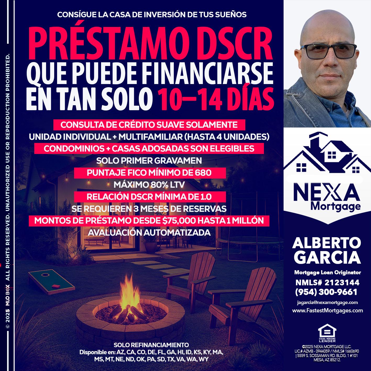 PRESTAMOS DSCR - Alberto Garcia -Mortgage Loan Originator
