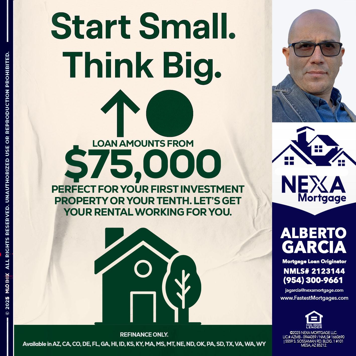 START SMALL - Alberto Garcia -Mortgage Loan Originator