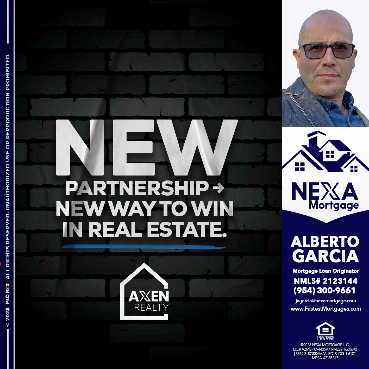 new partnership - Alberto Garcia -Mortgage Loan Originator
