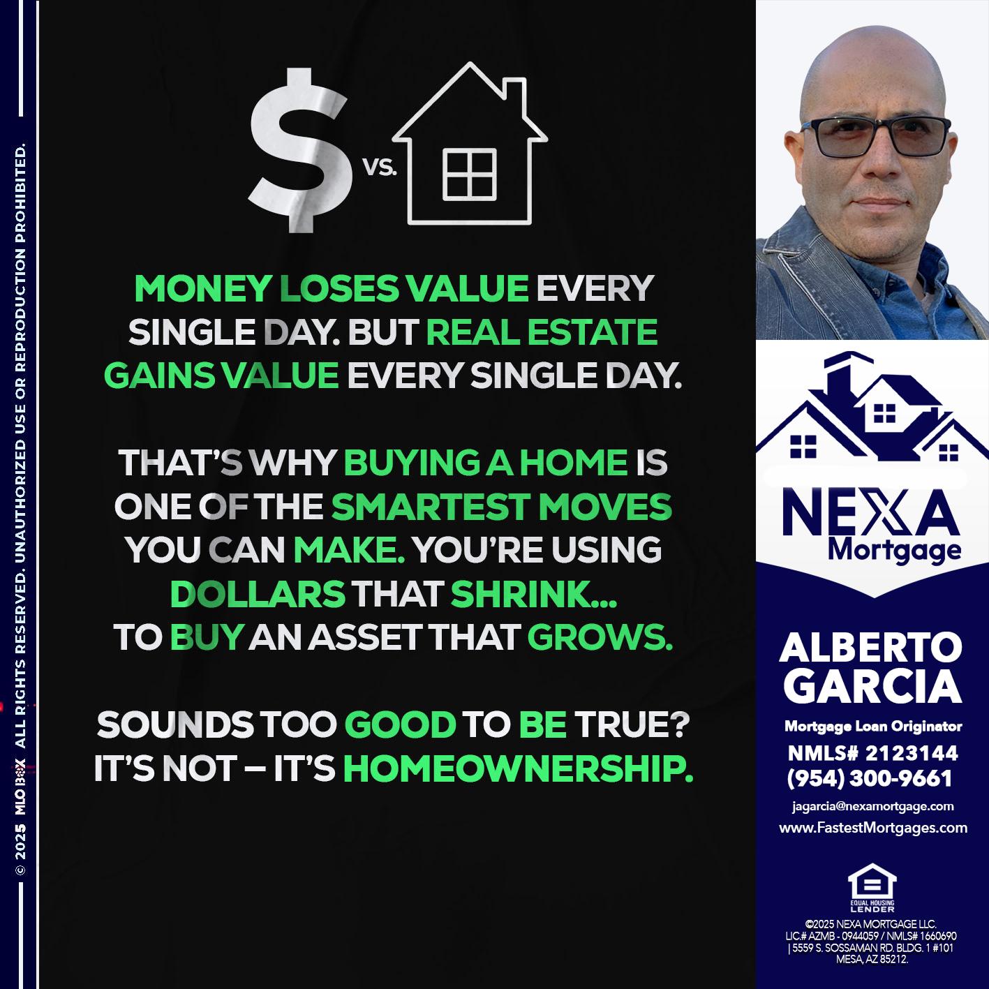 MONEY LOSES VALUE - Alberto Garcia -Mortgage Loan Originator