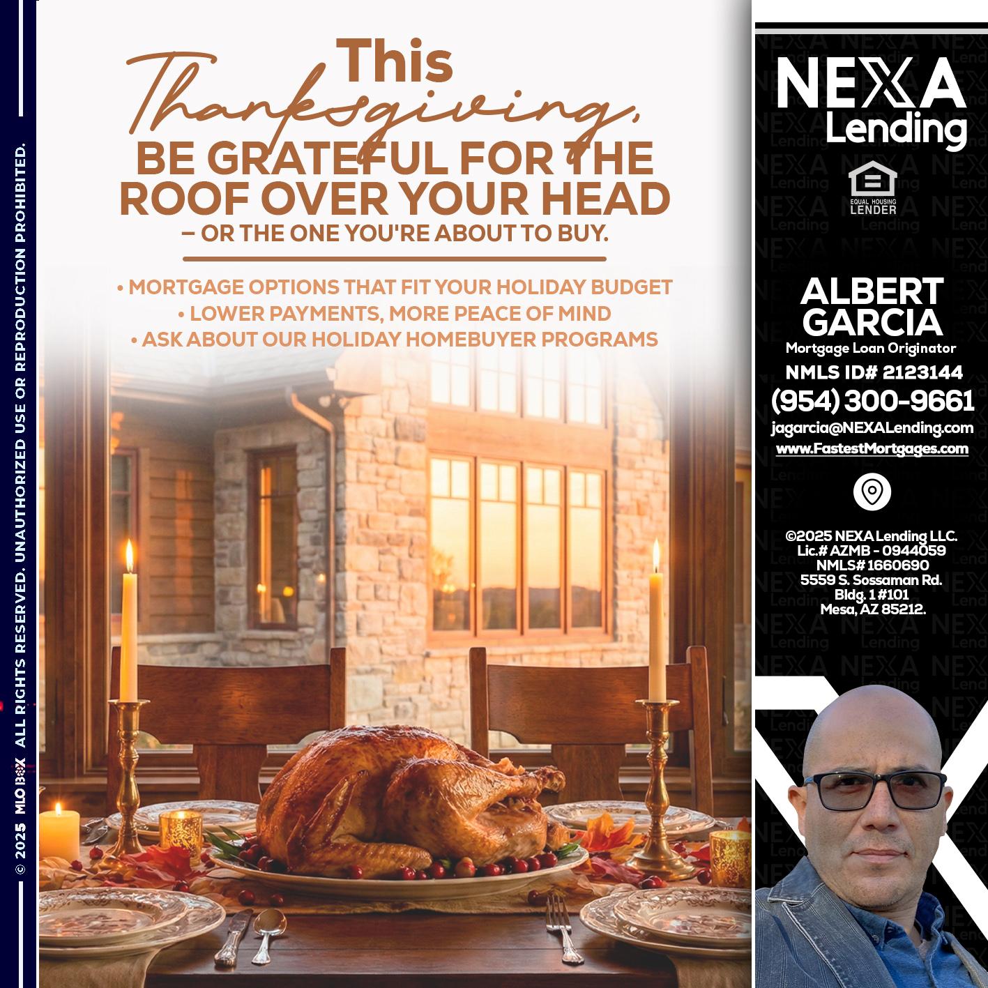THIS THANKSGIVING - Alberto Garcia -Mortgage Loan Originator