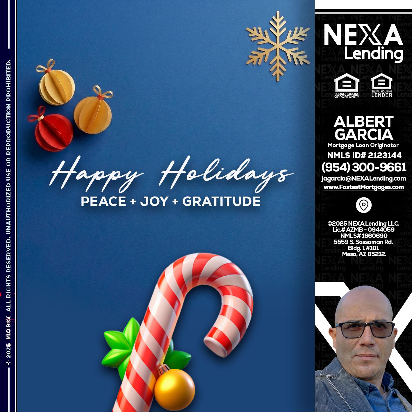 HAPPY HOLIDAYS - Alberto Garcia -Mortgage Loan Originator
