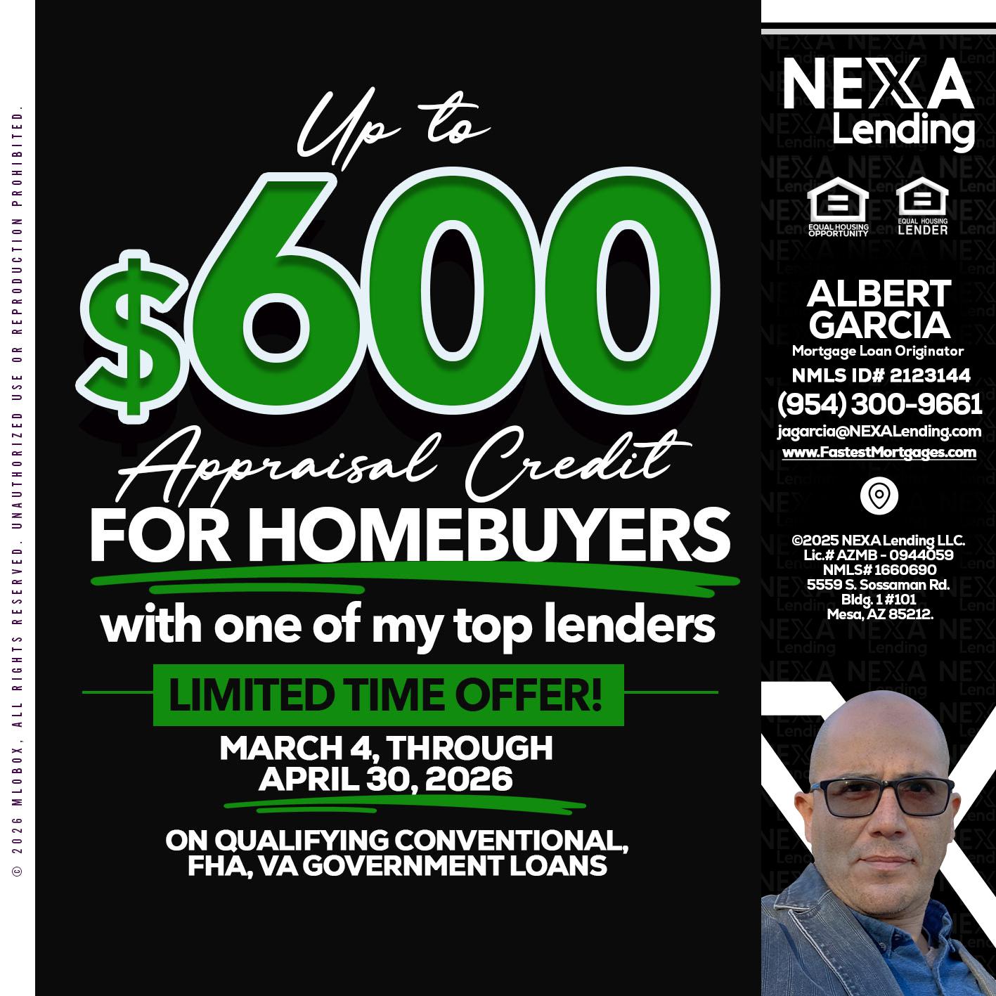 up to $600 - Alberto Garcia -Mortgage Loan Originator