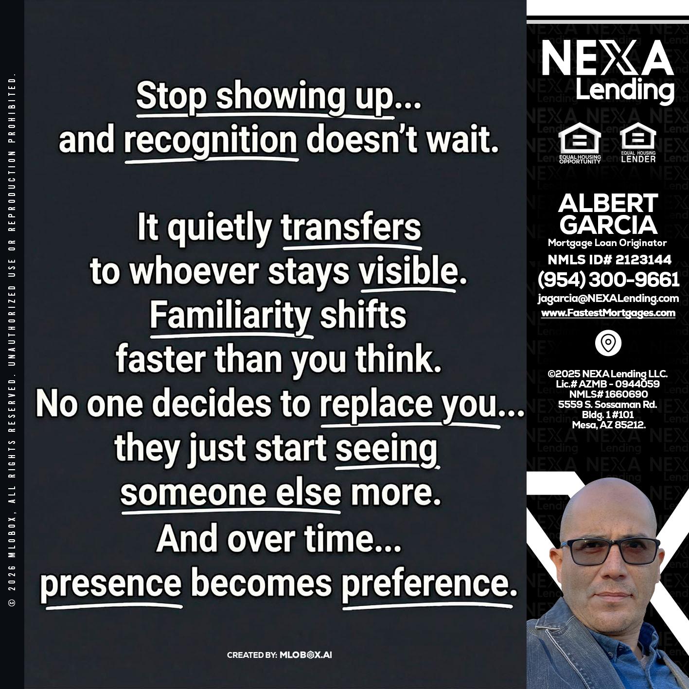 STOP SHOWING - Alberto Garcia -Mortgage Loan Originator