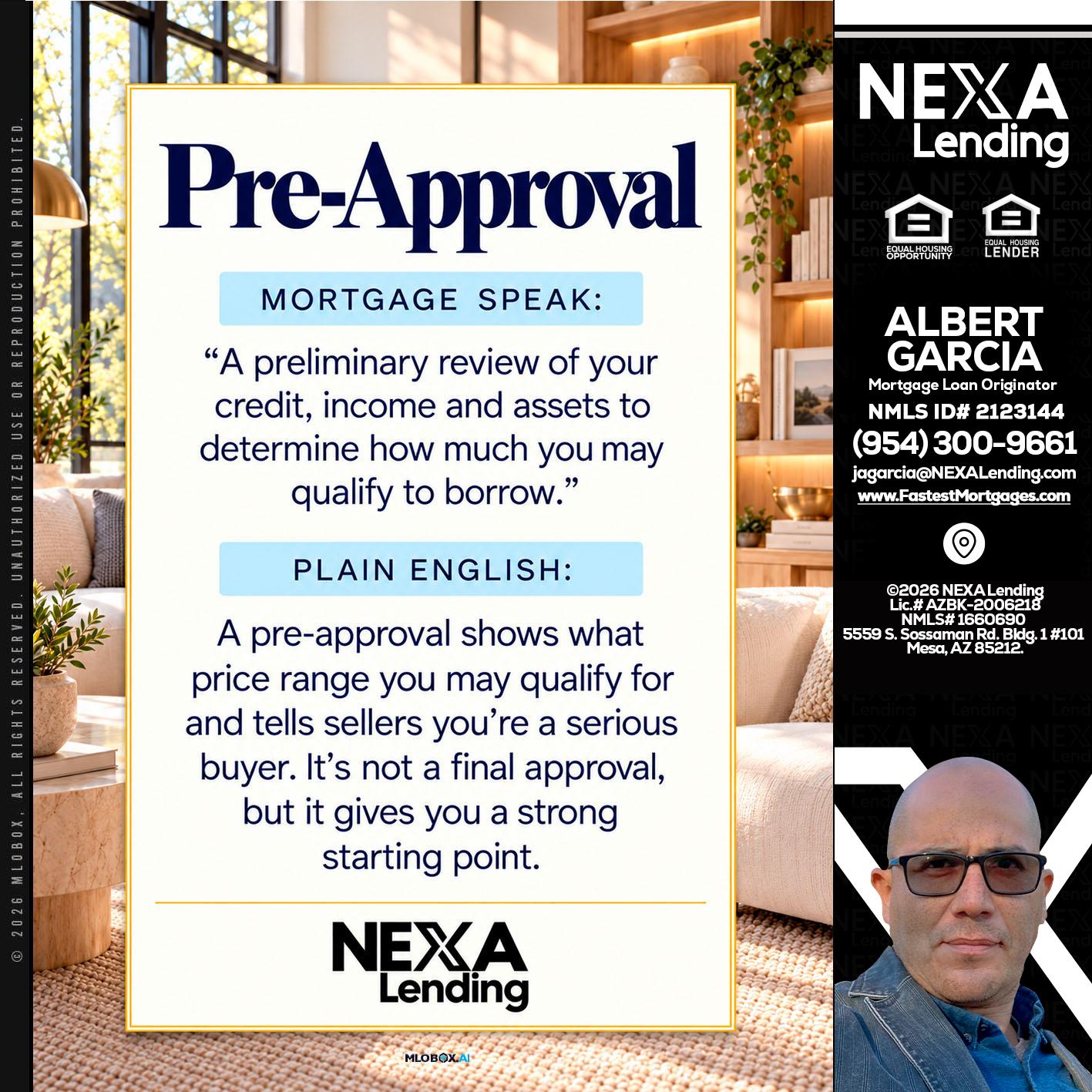 PREAPROVAL - Alberto Garcia -Mortgage Loan Originator